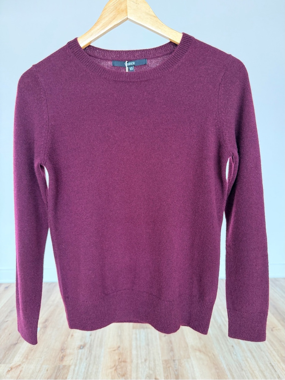NWT Quince 100% Mongolian Cashmere Crewneck Sweater XS Burgundy Wine